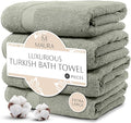 MAURA Sage Extra Large Turkish Cotton Luxury Bath Towels Set of 4. Ultra-Soft, Thick & Plush Towels for Bathroom - Sage Green
