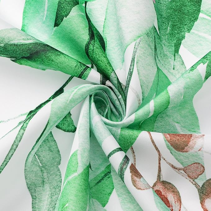 Gibelle Small Stall Shower Curtain 36 x 72, Narrow Emerald Green Floral Shower Curtain for Bathroom, Watercolor Plant Eucalyptus Leaves Fabric Shower Curtain Set