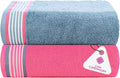 CASA COPENHAGEN He & She 2 Pieces Large Bath Sheet Set- Dusty Blue + Pink, 550 GSM, Designed in Denmark Made of Soft Egyptian Cotton for Bathroom, Kitchen & Shower