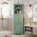 Favfurish 69" Tall Corner Cabinet with Door and 3 Drawers,Modern Bathroom Storage Cabinets w/Adjustable Shelves,Freestanding Organizer for Bathroom,Kitchen,Living Room,Dining Room,Green