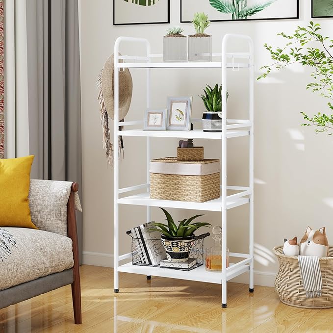 HDANI Storage Shelves, 4-Tier Metal Storage Rack with Shelf,Shelf Organizer,Garage Standing Shelving Unit for Laundry,Bathroom,Kitchen,Pantry, Closet,23.6''W X 13.8''D X 50 H'',White
