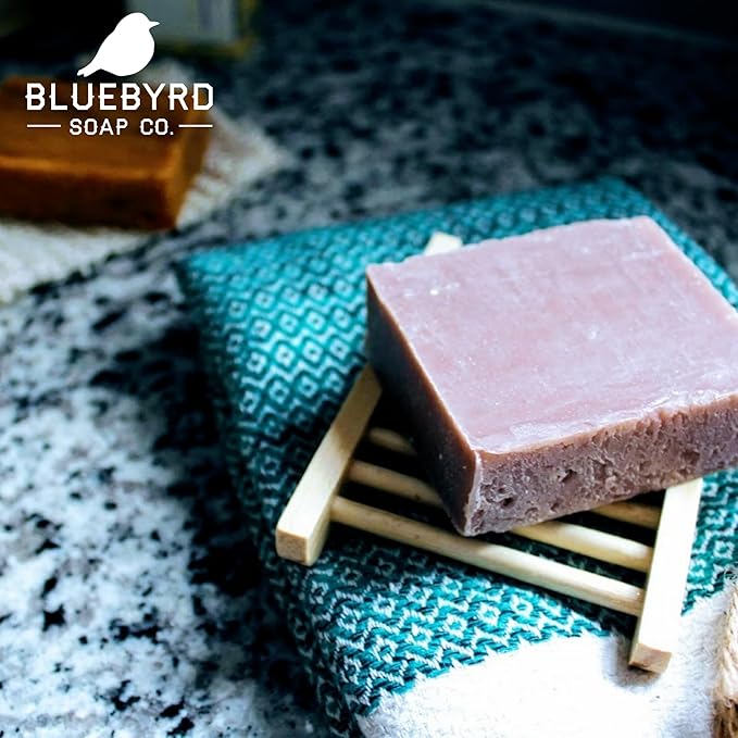 BLUEBYRD Handmade Soap Bar Gift Box - Woodsy Scent 5 Bar Variety Pack Body Soap | Shaving Soap - Homemade Soap Gift for Men & Women - Sandalwood, Patchouli, Frankincense, Orange, Cedar (Woods)