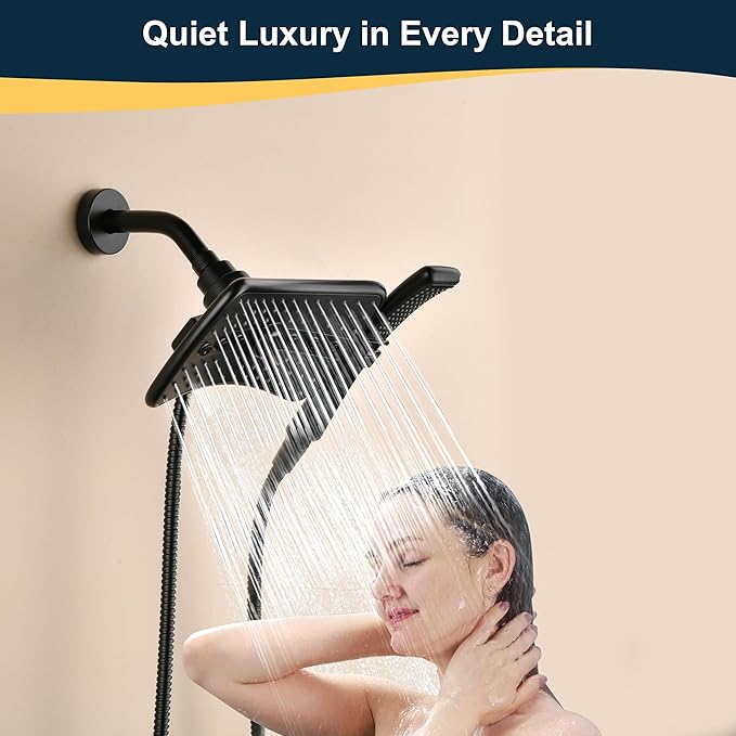 BRIGHT SHOWERS Shower Arm with Flange, Solid Brass 6 Inch Wall Mount Shower Head Extension, Extra Thick All Metal Shower Pipe Arm and Shower Neck Replacement, Matte Black
