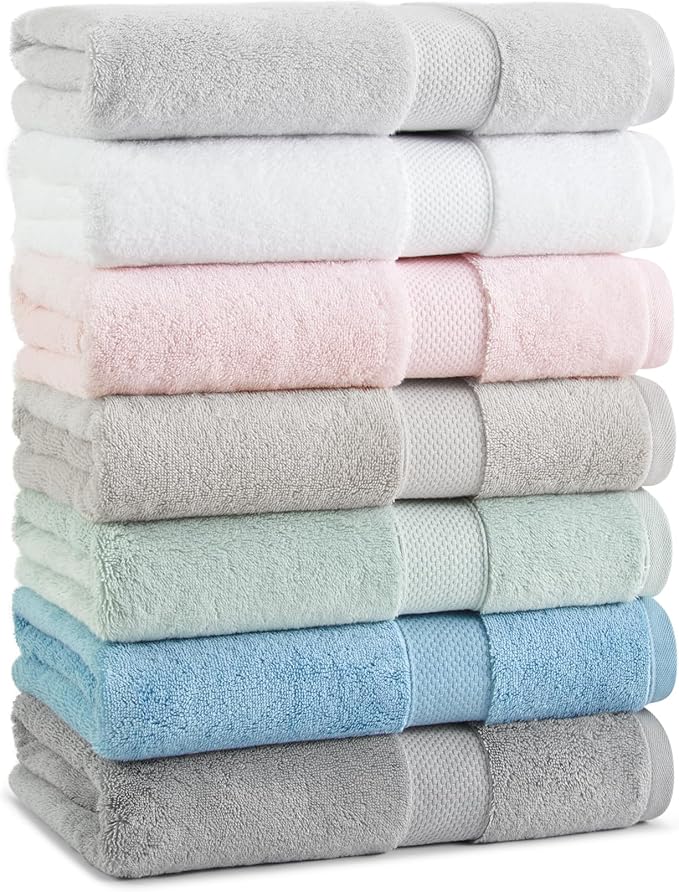 Aston & Arden Egyptian Bath Towels - Pack of 2 - Oversized Ultra Soft Thick & Absorbent, 100% Ringspun Egyptian Cotton Bathroom Towel for Spa, Hotel, 600 GSM, 30 x 54 in, Green