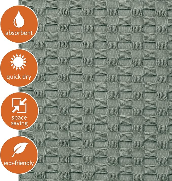 GILDEN TREE Waffle Hand Towels for Bathroom Quick Drying Lint Free Thin, Modern Style (Sage Grey)