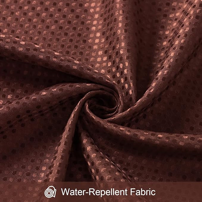 3 in 1 Stall Half Size Brown Shower Curtain Set-36 W x 72 H, Modern Waffle Waterproof Fabric and PEVA Liner Set with Stainless Steel Hooks