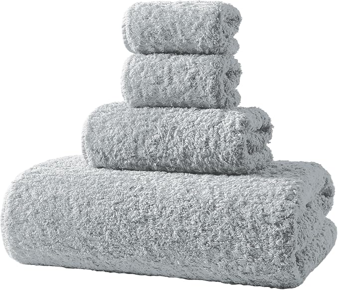 REDKISS Ultra-Plush Bath Towel Set - 900GSM Premium Thick Cotton for Bathroom & Spa, Super Absorbent Quick-Dry Bath Sheets with No Shedding (4-Piece Set for Adults, Luxury Hotel & Home Use)-Blue Lime