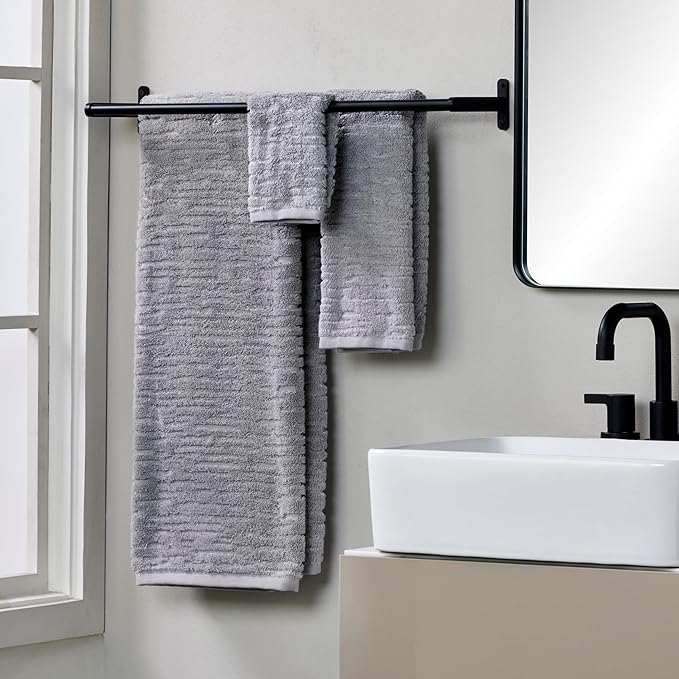 SKL Home CloudSoft Cotton Luxury Hand Towel 2pc Set for Bath/Kitchen/Bar & Gift, Gray