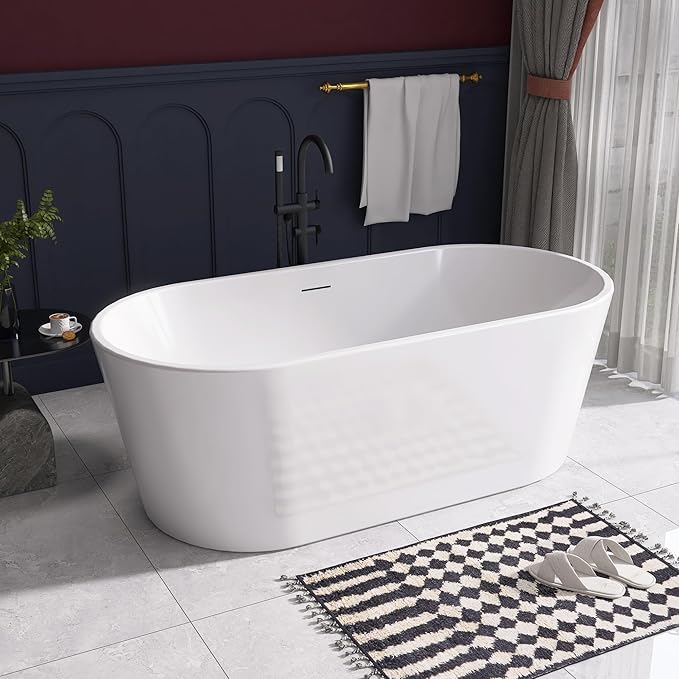 67" Acrylic Free Standing Tub, Stand Alone Tub, Freestanding Bathtub, Soaking Bathtub, cUPC Certified, SW(Glossy White)