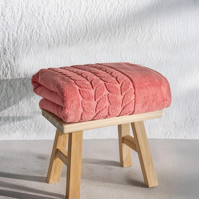 BAGNO MILANO Organic Turkish Cotton Bath Towels, Luxury Jacquard Collection, Certified Organic Highly Absorbent, Soft-Plush Towel Set (Coral Red, 6 Pcs Towel Set)