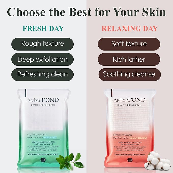 Korean Exfoliating Washcloth – Non Irritating Cotton-Blend Exfoliating Shower Towel for Sensitive Skin (Soft Orange – Gentle Exfoliation)