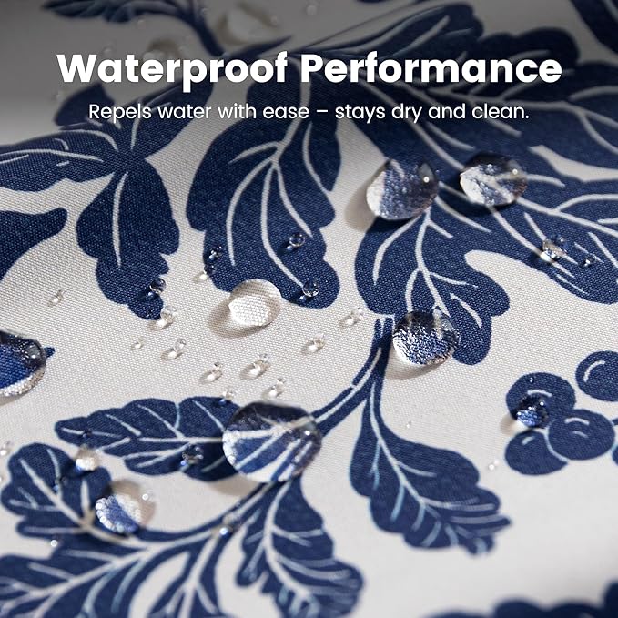 SLEEP ZONE Navy Leaf Shower Curtain Waterproof Curtains for Bathroom Decor Bathtub Farmhouse Shower Curtain 72" × 72"