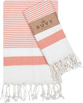 Ruvy Home Basics Turkish Hand Towels for Bathroom Set of 4 | 18"x40", Cotton | Decorative Towel for Bathroom, Kitchen, Dishcloth, Tea, Yoga, Face, Gym - Orange