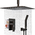 SR SUN RISE 16 Inches Oil Rubbed Bronze Shower Faucets Sets Complete Bathroom Rain Mixer Shower System Ceiling Mounted Rainfall Shower Head System (Contain Shower Faucet Rough-In Valve Body and Trim)