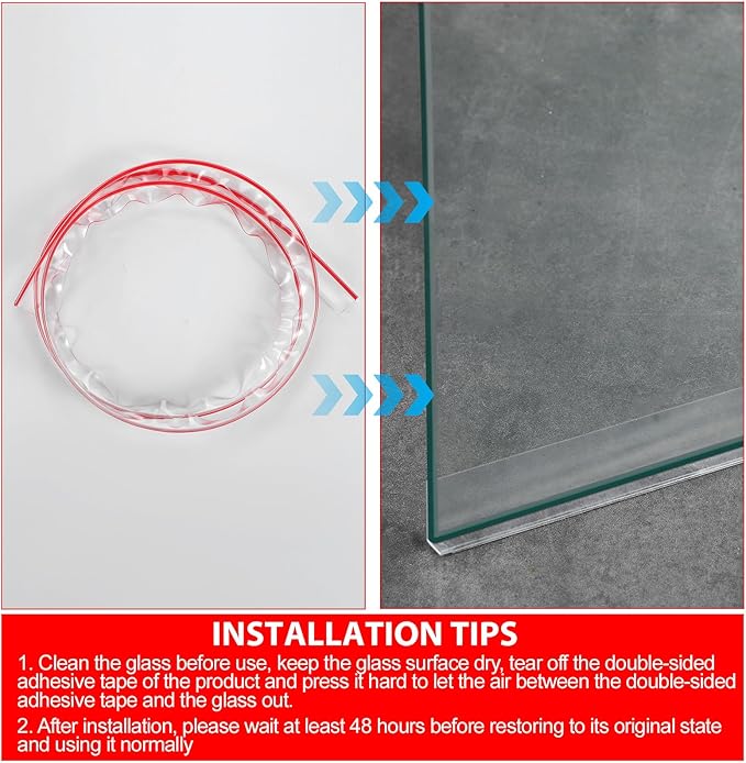 2 Pcs Long Clear Vinyl L-Type Seal Strip with Pre-Applied Self Adhesive Shower Threshold Water Dam Barrier Bathroom Glass Door Seal Strip for Gap Frameless Shower Door