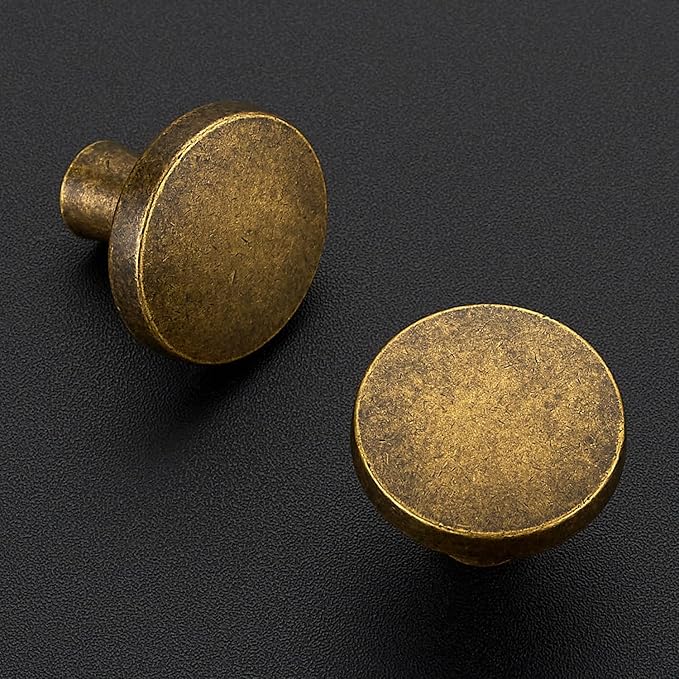 Ravinte 30 Pack Drawer Pulls 1-1/4 Inch Kitchen Cabinet Knobs Solid Round Dresser Drawer Knobs Antique Brass Dresser Knobs Drawer Knobs Simple Cabinet Hardware for Cupboard Drawer Pulls