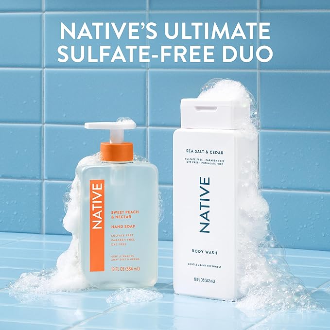 Native Body Wash Contains Naturally Derived Ingredients | For Women & Men, Sulfate, Paraben, & Dye Free Leaving Skin Soft and Hydrating | Sea Salt & Cedar 18 oz