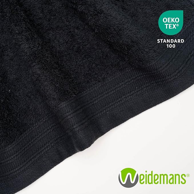 100% Cotton Washcloths Set 13” x 13” | Black Towels | Set of 6 Ultra Soft and Highly Absorbent Washcloths Sets for Bathroom, Gym, Hotel, Spa | Machine Washable Face Towel