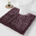 Yimobra Toilet Rugs U Shaped Washable, Extra Thick Soft Absorbent Chenille Contour Bathroom Rugs for Toilet 24x24 Inch, Quick Dry Non Slip Toilet Mat for Bath Floor, Purple Grey