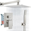 Aolemi Shower Faucet Set Rain Shower System with Handheld Spray Bathroom Shower Combo Rough-in Valve and Shower Trim Kit Included Brushed Nickel 16 Inch Wall Mount Shower Head