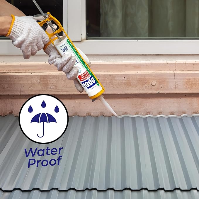 apel All Purpose Clear Silicone Sealant Waterproof (24 x 10.5 fl.oz.), 100% Silicone Caulk, Weatherproof & Flexible Adhesive Sealant for Indoor and Outdoor Use, Transparent - 24 Pack