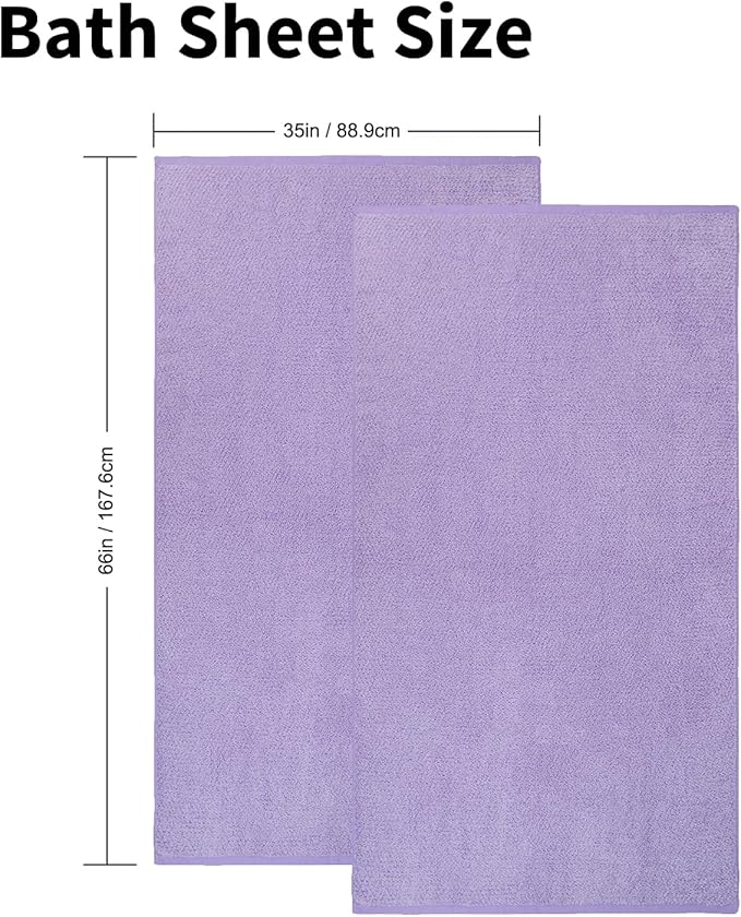 Everplush Oversized Bath Sheet Towel – 2 Pieces, Super Soft & Highly Absorbent, Quick-Drying, Generously Sized & Thick. Perfect for Bathroom, Pool, Swimming Use. (Lavender, 35" x 66" 2PK)