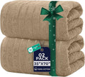 DAN RIVER Pack of 2 Bath Sheet 35x70 Inches, Ribbed Big Towels Oversized Extra Large Bath Towel, Absorbent Organic Cotton Towel - Tan
