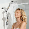 HOWUWEY Filtered Dual Shower Head with Handheld Spray Combo for Hard Water, 7.5-inch Modern High Pressure Shower Head with 9-mode Handheld and Filter, 79-inch Hose (Filtered, Chrome)