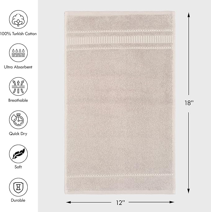 Melissa Linen, Fingertip Towels 4 Pack, 100% Turkish Cotton, Small Hand Towels for Body and Face, 12 x 18 in, Soft and Absorbent, Quick Dry, (Beige Fingertip Towels)
