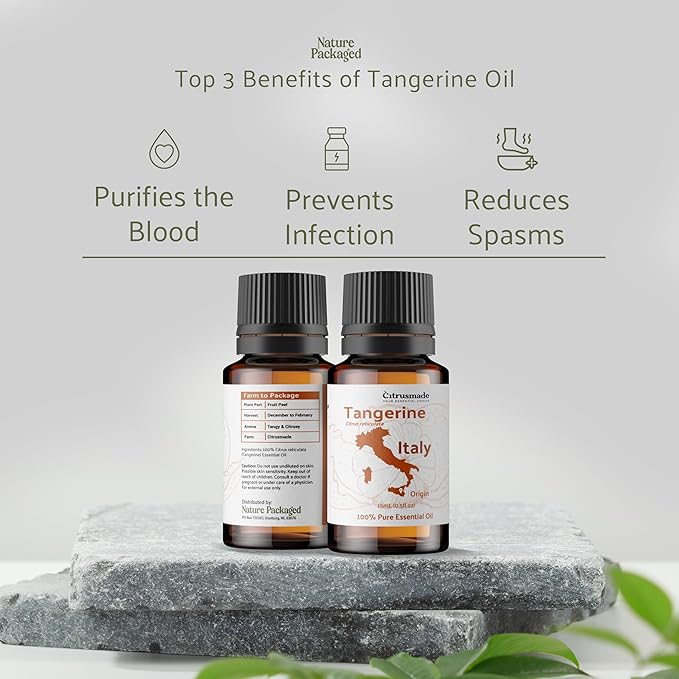 Tangerine Essential Oil - Direct from Citrusmade Italy - Cold Pressed - Aceite Esencial de Mandarina for Aromatherapy, Massage, Diffuser, DIY Candle and Soap Making - 2lbs