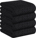 Native Fab Set of 4 Premium Waffle Dish Towels 16x26 inches - Soft Absorbent - 100% Cotton Kitchen Towels for Quick Drying Dishes, Reusable Cleaning Cloths, Black