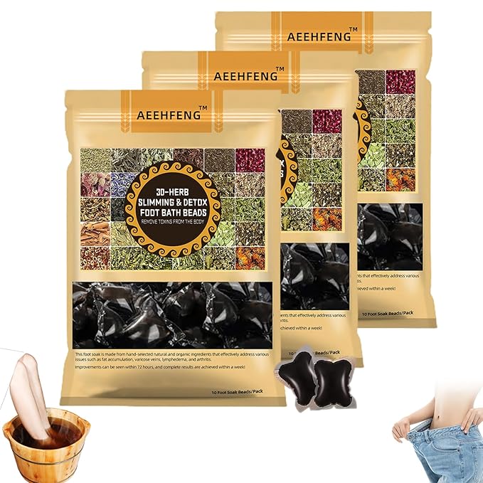 30-Herb Detox Foot Bath Beads, Professional Herbal Detox Foot Soak Beads, Detox and Shaping Cleansing Foot Soak for Men and Women (3 PCS)