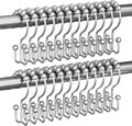 Titanker Shower Curtain Hooks Rings, Rust Resistant Metal Double Glide Shower Hooks Rings for Bathroom Shower Rods Curtains, Set of 24 Hooks - Chrome
