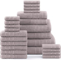 Casa Platino 100% Cotton Bathroom Towels Set - 24 Pcs - Ring Spun, Soft & Absorbent - 2 Bath Sheets, 2 Gym, 2 Bath, 4 Fingertip, 6 Hand Towels, 8 Washcloths - Perfect for Home & Salon - Platinum