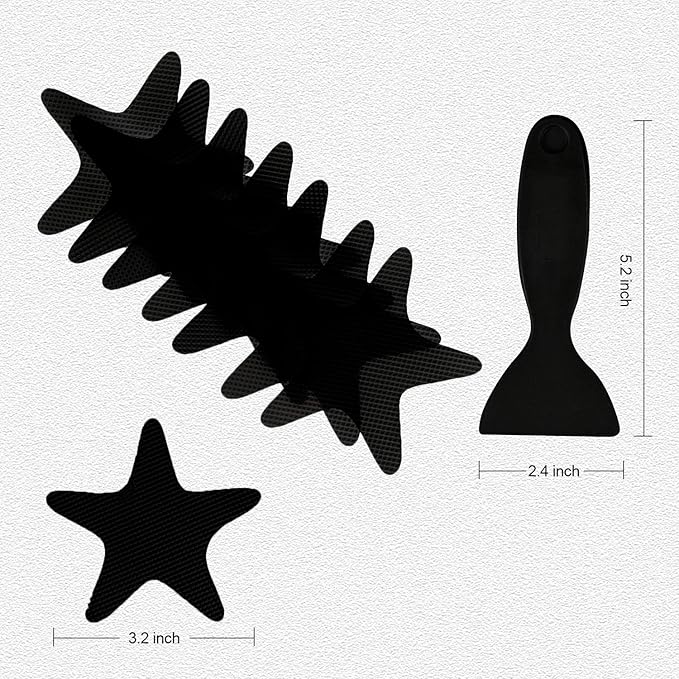 Anti Slip Shower Stickers, 24 PCS Safety Bathtub Sticker Adhesive Decals with Premium Scraper (Black)