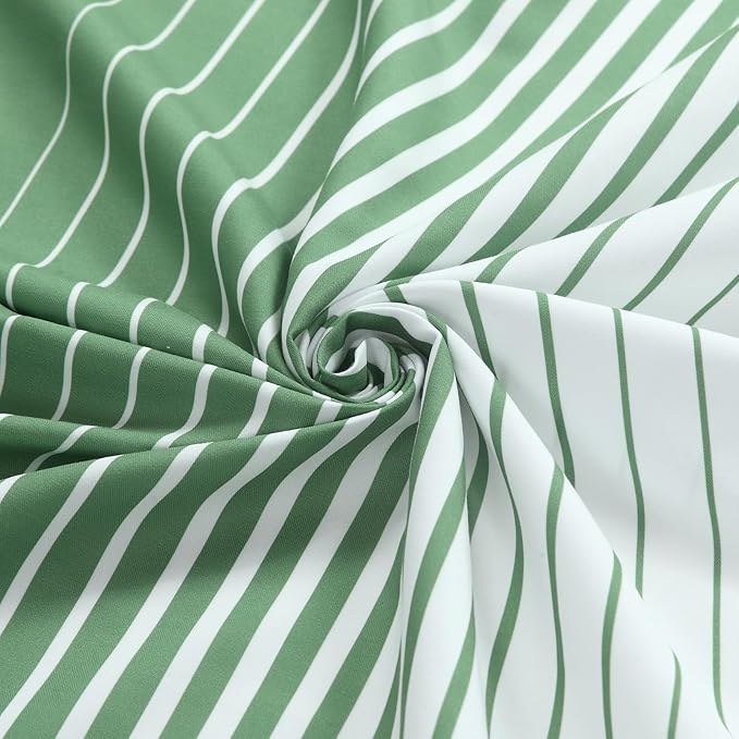 Extra Long Green Shower Curtain, Sage Green and White Gradient Vertical Stripe Waterproof Polyester Shower Curtains for Bathroom, 72x84 Inches