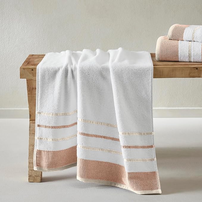 Decorative Bath Towel Set - Luxury Cotton 6 Piece Towel Set - 2 Bath Towels, 2 Hand Towels, 2 Washcloths - Luxurious, Ultra-Soft, Durable Towel for Bathroom Decor (Dusty Rose / Cappuccino)