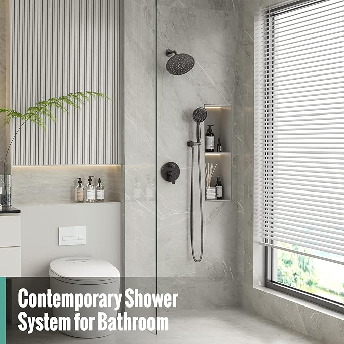 SR SUN RISE Shower Faucet - 8 Inch Multifunctional High Pressure Shower Head System with Handheld Shower Head Fixtures - Valve Included - Oil Rubbed Bronze