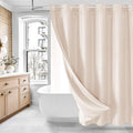 MitoVilla Pink Long Shower Curtain Liner Set 72 x 80, No Hooks Needed 80 inch Long Heavyweight Waffle Fabric Shower Curtain Set with Snap-in Liner for Hotel Grade Spa-Like Bathroom Decor, Blush Pink