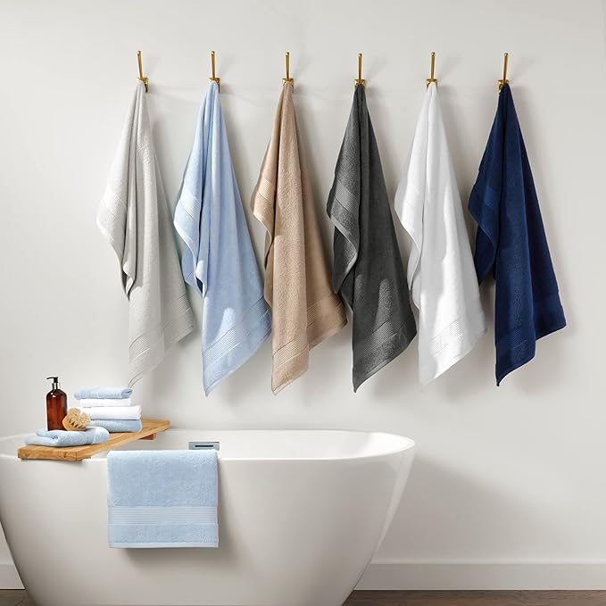 Arkwright Bathroom Hand Towels Set of 6 - Super Soft 100% Cotton, 600 GSM Quick Dry & Absorbent, Luxury Bath Essentials for Hotels, Spa, Hosts, and Vacation Rentals, Pewter Grey