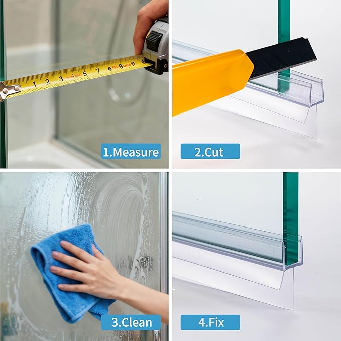 Shower Door Bottom Seal 2-Pack 1/4" x 39" Frameless Glass Shower Door Seal Strip Stop Leaks Create a Water Barrier with Extra Long Lip Covers up to 0.787" (20mm) Gap Replacement Bottom Seal