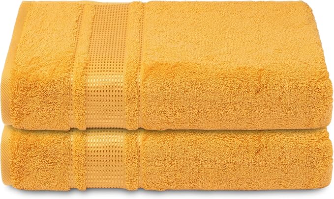 Melissa Linen, 2 Piece Bath Towel Set, 100% Turkish Cotton Bath Towels for Bathroom, Absorbent, Quick Dry, Durable and Soft Shower Towel, 28 in x 55 in, Spa and Hotel Quality, Yellow