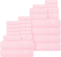 Belizzi Home 100% Cotton Towel Set, Contains 6 Soft Bath Towel, 6 Hand Towels, 12 Wash Cloths - Compact Absorbent Lightweight & Quickdry Towels for Bathroom - 24 Piece Bathroom Towel Set - Pink