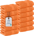 DAN RIVER 12-Pack Premium 100% Cotton Orange Face Towels – Reusable Face Towel Set, Soft & Absorbent Luxury WashCloths for Bathroom & Body – Hand and Face Towels, 550 GSM (12x12 in)