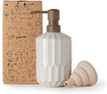 Fun Elements Bathroom Soap Dispenser, 16 Oz Luxurious Hand soap Dispenser for Bathroom, Ceramic Liquid Soap Dispenser for Bathroom Countertop with Plastic Pump, Silicone Funnel (Wooden Color Pump)