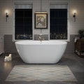 ABRUZZO 60" Acrylic Freestanding Bathtub - Oval Deep Soak Tub, Center Drain & Overflow, cUPC Certified Glossy White