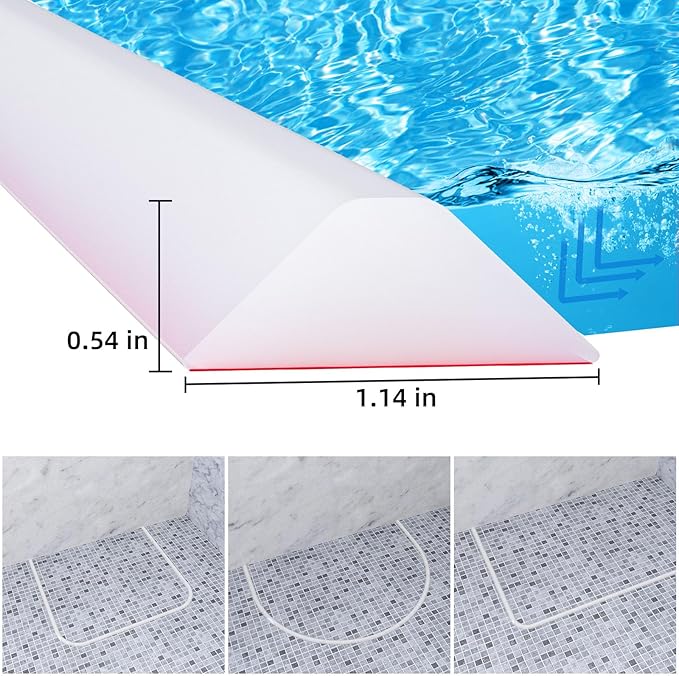 Duzzy 118 Inch Collapsible Shower Water Dam, Shower Threshold Water Stopper Barrier and Retention System and Keeps Water Inside Threshold Dry and Wet Separation, Suitable for Bathroom & Kitchen