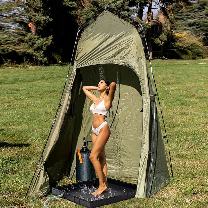 Portable Shower Pan, 41" x 41" x 5" Foldable Shower Base & Basin Floor with Detachable Drain Pipe, Ideal for RV, Outdoor,Indoor Shower Stall Enclosures