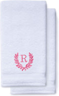 Decorative and Monogrammed Hand Towels for Bathroom Kitchen Makeup | Personalized Gift for Wedding-Bridal | Roman Font Custom Luxury Turkish Towel | Spa Collection, Oversized, 16 X 30 Inch, Set of 2