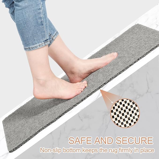 Joyhalo Shower Mats for Showers Anti Slip for Elderly, 32'' x 24'' Non Slip Bath Mat for Inside Shower, Bath Tub Mats for Bathroom Non Slip for Shower, PVC Loofah Bathroom Mats, Grey